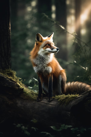 Red fox (Vulpes vulpes) in the forest.の素材