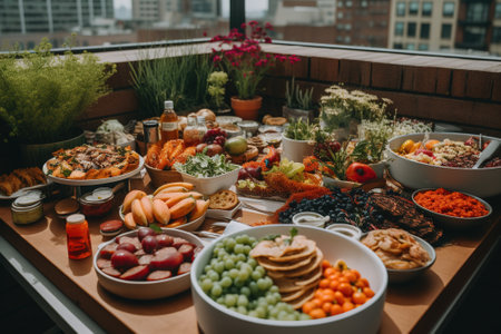 Food Buffet Brunch Catering Dining Eating Party Sharing Conceptの素材