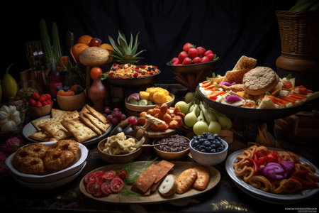 Food Buffet Brunch Catering Dining Eating Party Sharing Conceptの素材