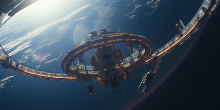 3D CG rendering of space ship. 3D CG. High resolution.の素材