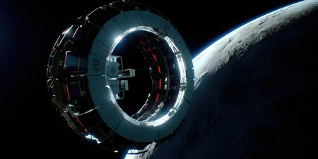 3D CG rendering of space ship. 3D CG render.の素材