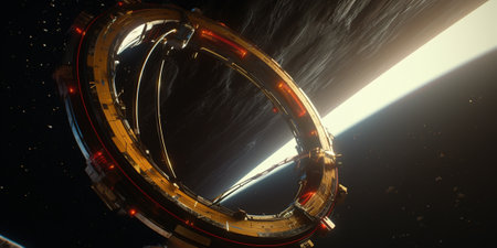 Astronaut in space. science fiction art. 3d renderの素材