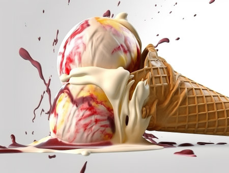 ice cream in a waffle cone on a white background. 3d renderの素材