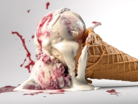ice cream in a waffle cone on a white background. 3d renderの素材