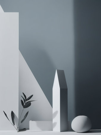 Minimalist abstract scene with geometrical forms. 3d renderの素材