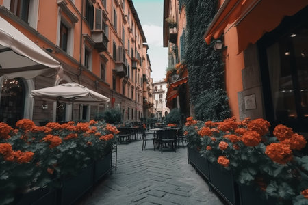 Street view of the old town of Bologna, Italy.の素材