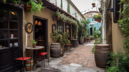 Restaurant in the old town of Tbilisi, Georgiaの素材