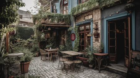 Cafe in the old town of Ljubljana, Sloveniaの素材