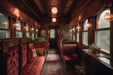 Interior of a luxury restaurant in the old town of Riga, Latviaの素材