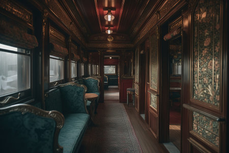 Interior of a classic train in the city of Barcelona, Spainの素材