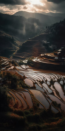 Rice terraces in Longji, Sapa District, Lao Cai Province, Northwest Vietnamの素材
