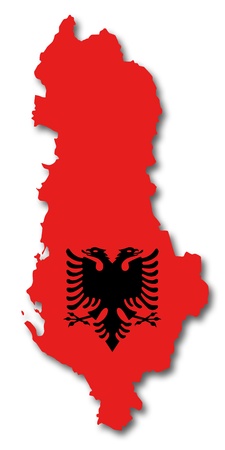 Map and flag of Albaniaの写真素材