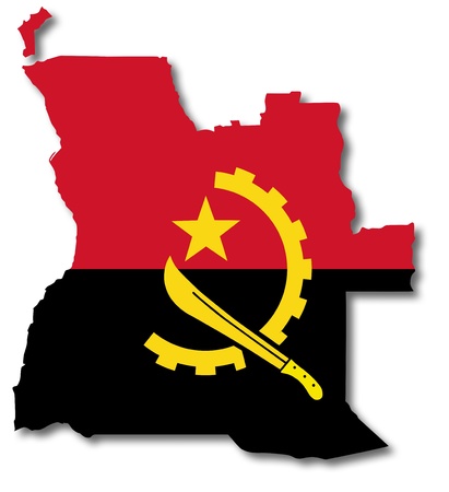 Map and flag of Angolaの写真素材