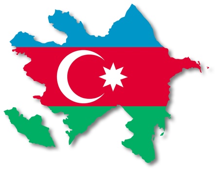 Map and flag of Azerbaijanの写真素材