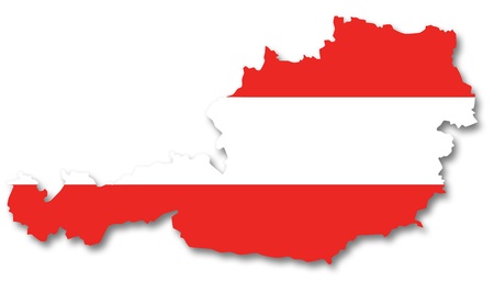 Map and flag of Austriaの写真素材