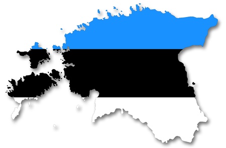 Map and flag of Estoniaの写真素材