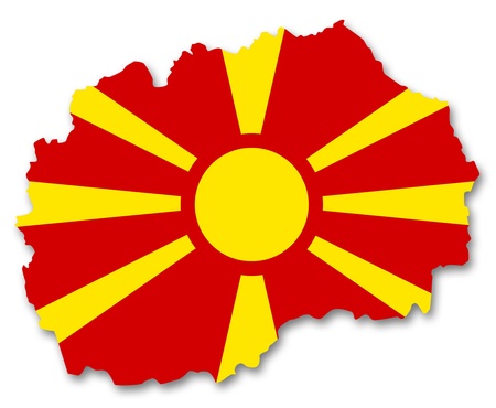 Map and flag of Macedoniaの写真素材