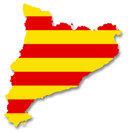 Map and flag of Cataloniaの写真素材