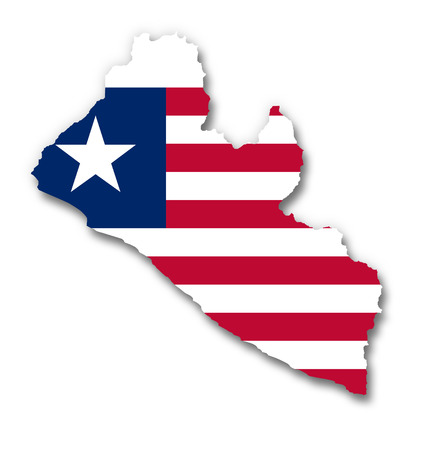 Map and flag of Liberiaの写真素材