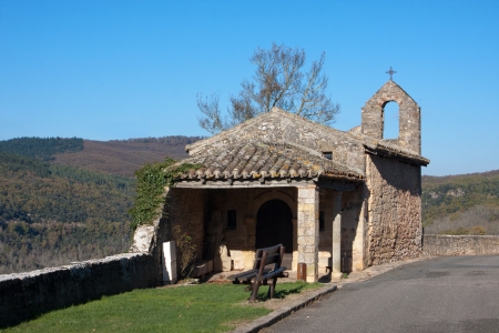 The ancient church of Puycelsi in Franceの写真素材