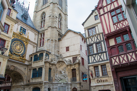 View on The Gros-Horloge. An astronomical clock in Rouen, Franceの写真素材