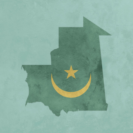 Illustration of a textured map and flag of Mauritaniaの写真素材