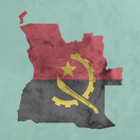 Illustration of a textured map and flag of Angolaの写真素材