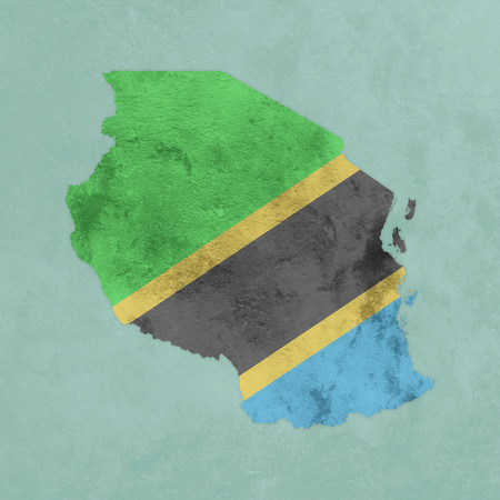 Illustration of a textured map and flag of Tanzaniaの写真素材