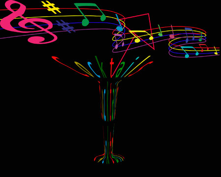 cocktail text in glass shape with musical notesのイラスト素材