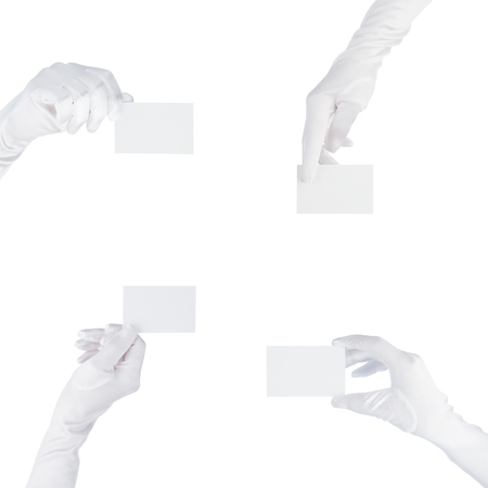 Hands hold business cardsの写真素材