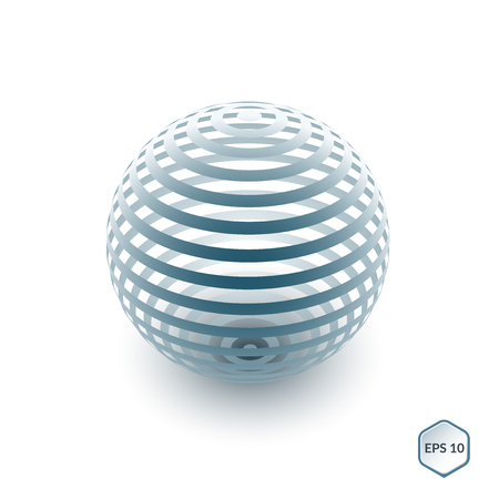 Brochure, flyer with 3D sphere of geometric lines shapes.のイラスト素材