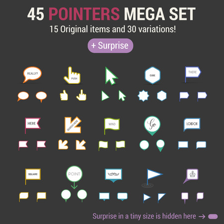 Set of infographics elements - pointers, arrows, signs and flags.のイラスト素材