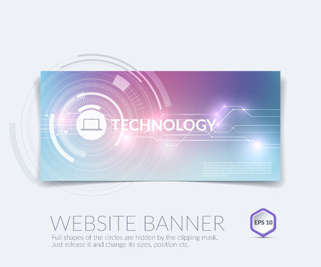 Vector abstract technology website banner and background with communication concept - rounds, circles.のイラスト素材