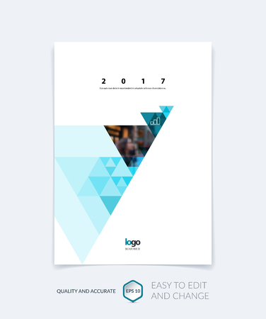 Brochure template layout, cover design annual report, magazine, flyer, leaflet in A4 with grey triangles for business, technology and science and polygonal background. Vector.のイラスト素材
