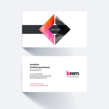 Vector business card template with geometric shape and overlap effect for business books with industrial and science concept. Simple and clean design. Creative corporate identity layout.のイラスト素材