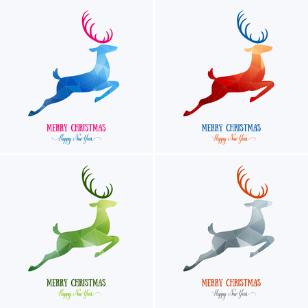 Merry Christmas card decoration with animalのイラスト素材