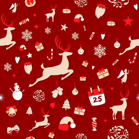 Seamless pattern design. Merry Christmas card decoration.のイラスト素材