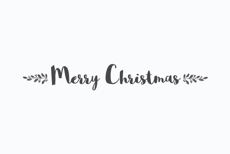 Merry Christmas lettering typography. Handwriting text design with winter holidays calligraphy. Creative font, minimal greeting card decoration on black background. Abstract vintage vector template.のイラスト素材