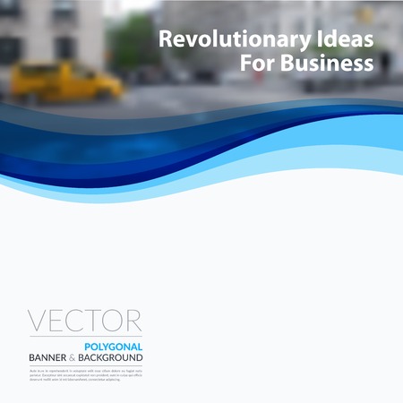 Business design elements for graphic layout. Modern abstract background template with blue soft waves, smooth shapes for IT, technology in clean minimal style.のイラスト素材