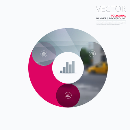 Business design elements for graphic layout. Modern abstract background template with circle round diagram for IT, technology in clean minimal style with overlay effect.のイラスト素材