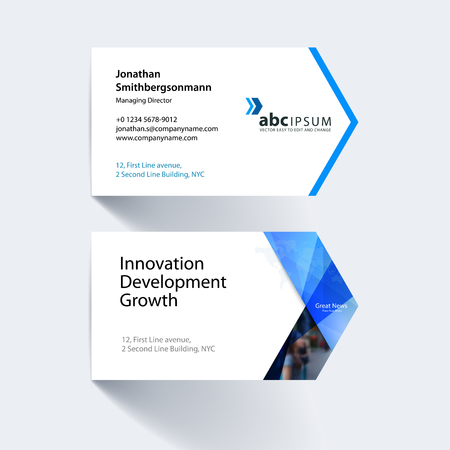 Vector business card template with yellow arrows, triangles forのイラスト素材