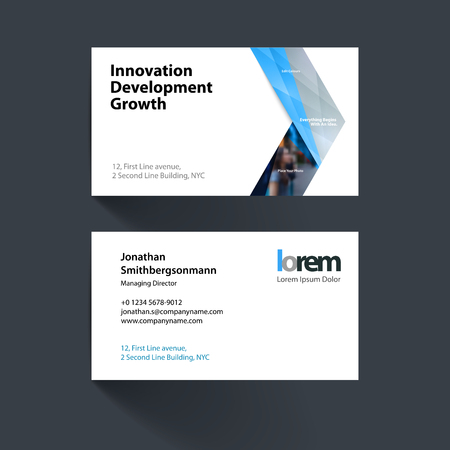 Vector business card template with yellow arrows, triangles forのイラスト素材