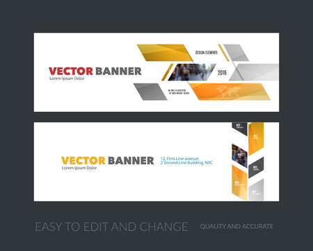 Vector set of modern horizontal website banners with yellow dynaの写真素材