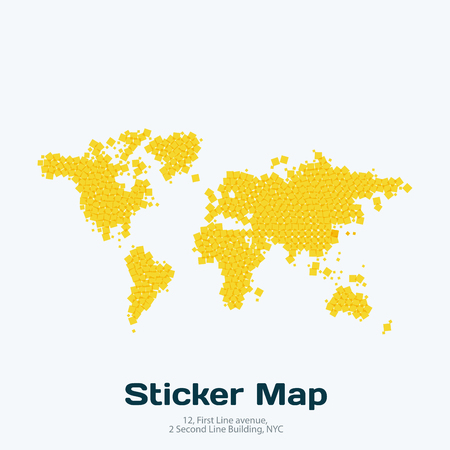 A Vector world map with squares, rectangles for business templatesのイラスト素材
