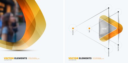 Abstract vector design elements for graphic layout. Modern business background template with yellow soft, pebble shapes  for tech, pharmacy, health, ecology.のイラスト素材