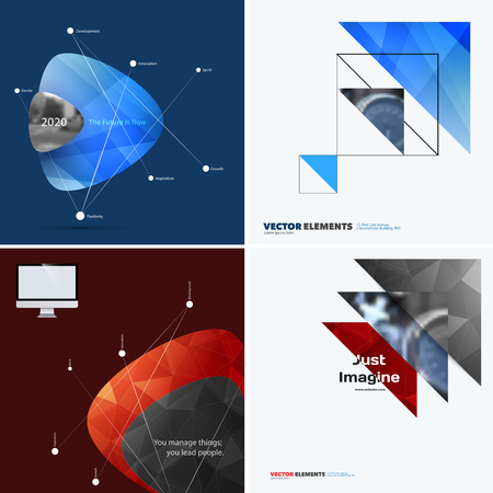 Abstract vector design elements for graphic layout. Modern business background template with colourful soft triangular shapes for tech, building, urban, construction. Setのイラスト素材