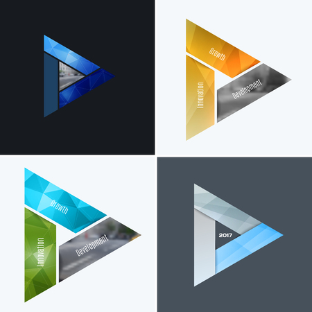 Abstract vector design elements for graphic layout. Modern business background template with colourful triangles,のイラスト素材