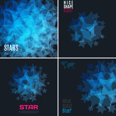 Abstract vector design elements with stars and black backgroundのイラスト素材