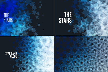 Abstract vector design elements with stars and black backgroundのイラスト素材