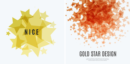 Set of Abstract vector design elements with golden starsのイラスト素材